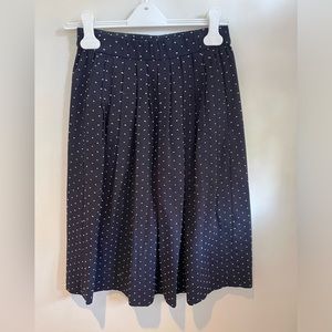 Navy blue and white polka dot skirt